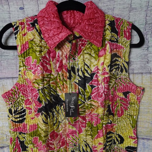 Magic Scarf Company Crinkle Reversible Vest - Tropical Heat/ Pink, Small-Large - Picture 1 of 12